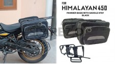 Fit For Royal Enfield New Himalayan 450 Canvas Pannier Bags With Mounting Black - SPAREZO